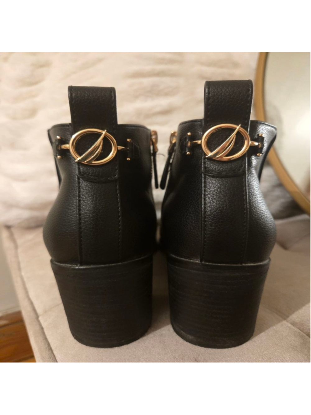Women's Nautica Black Ankle Boots & Booties 8.5 with Gold Accents - Picture 4 of 12